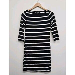 Lulus Heir Lines Striped Bodycon Dress Black White Casual Dress Women's Size M